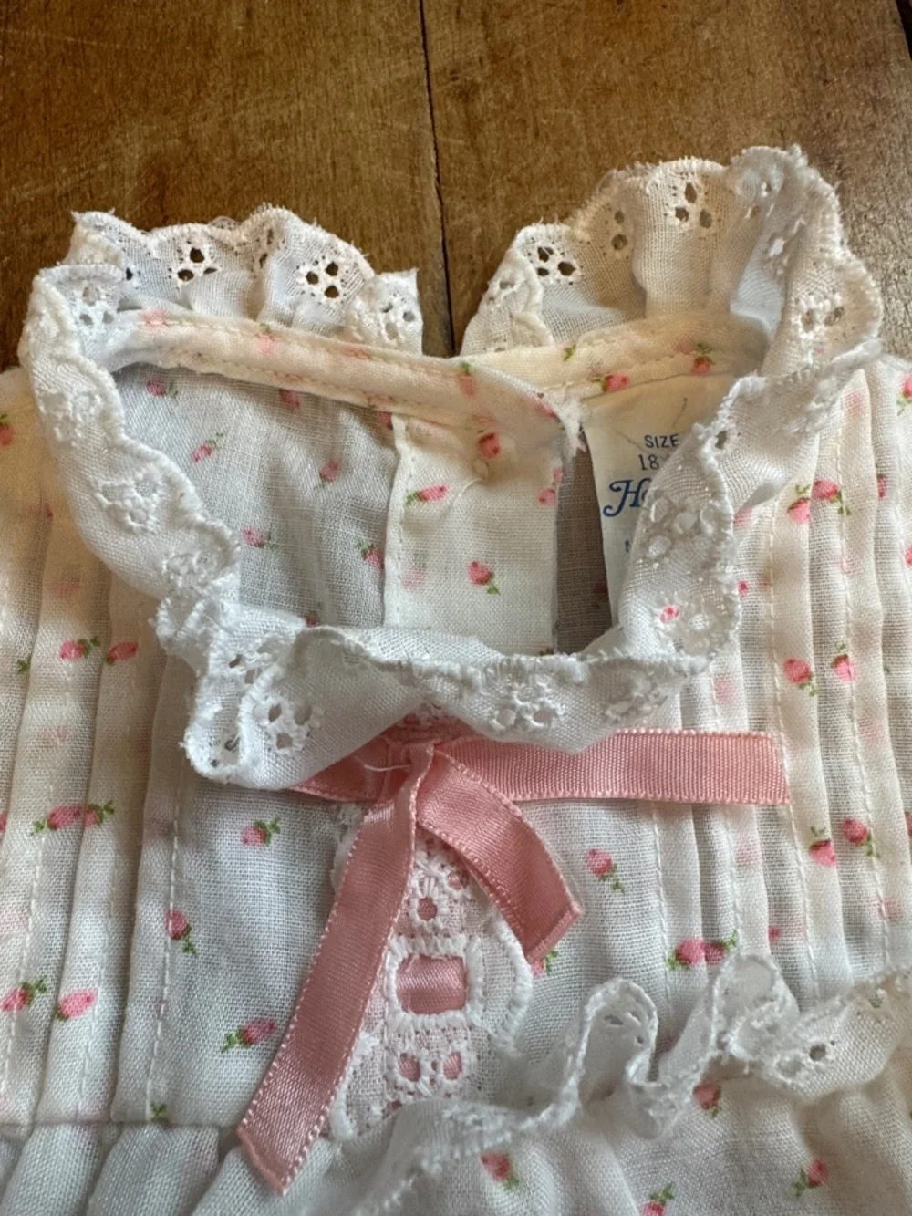Vintage Her Majesty Pink Floral dress 18 months Lace Trim cottagecore